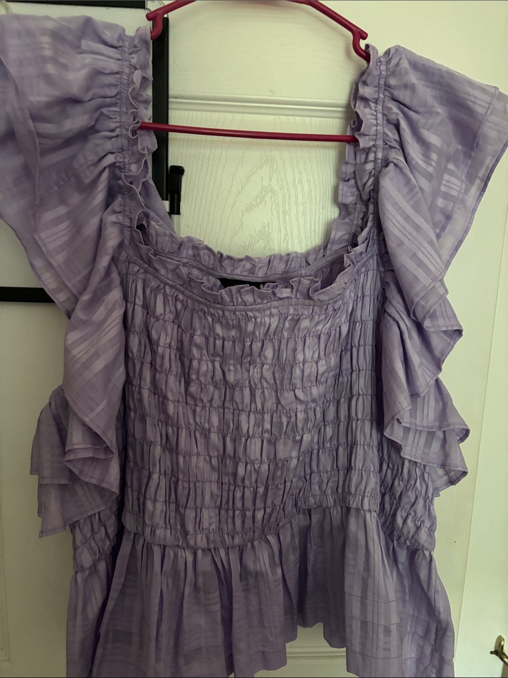 Lavender Ruffled Smocked Peplum Top